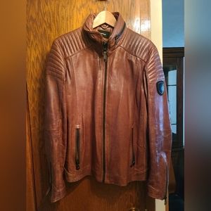 Rudsak brown leather jacket men's XL